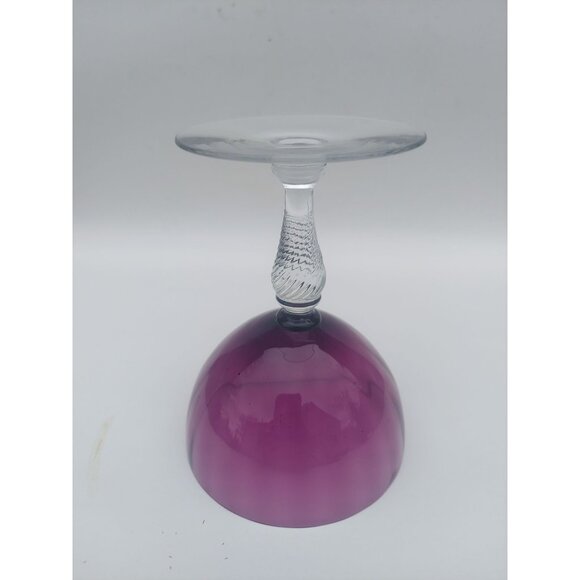 Fry Amethyst 4 7/8" Champagne Sherbet w Clear Twist Stem - Picture 4 of 5